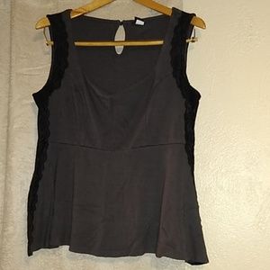 Grey black lace torrid top